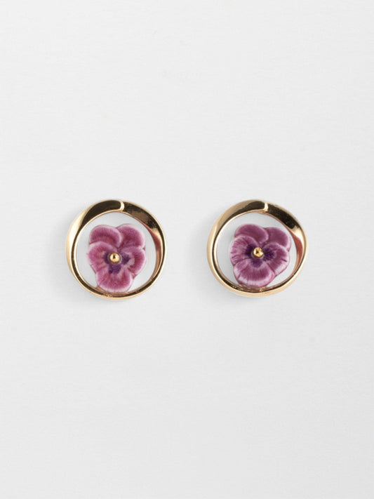 Boucles d'oreilles puces rondes - pensée