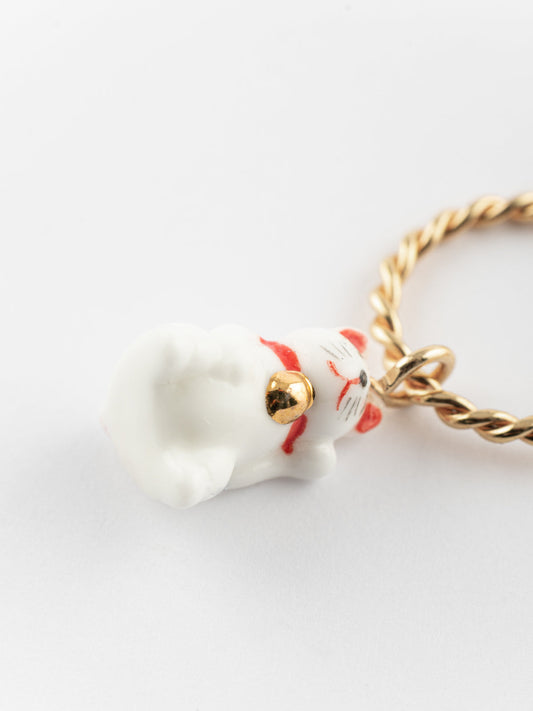 Mini Maneki Neko hoop earring - Sold individually - Lucky you