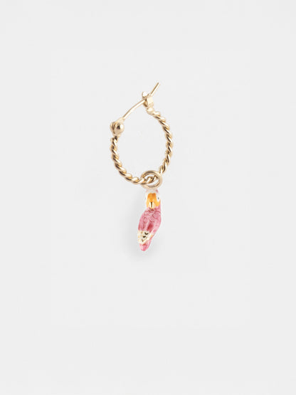 Mini orecchini a cerchio con cacatua rosa - Venduti singolarmente