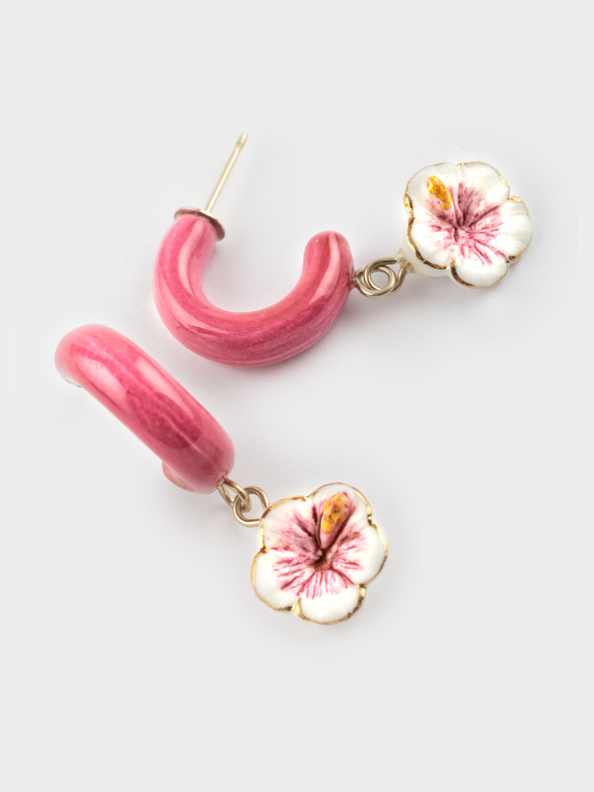 Boucles d'oreilles roses hibiscus