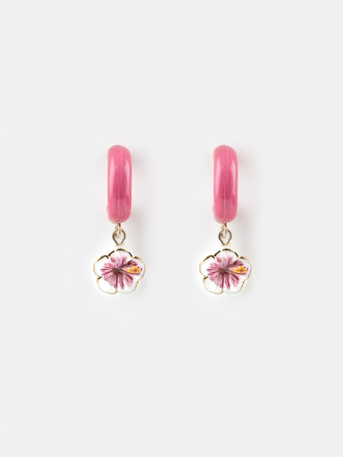 Boucles d'oreilles roses hibiscus