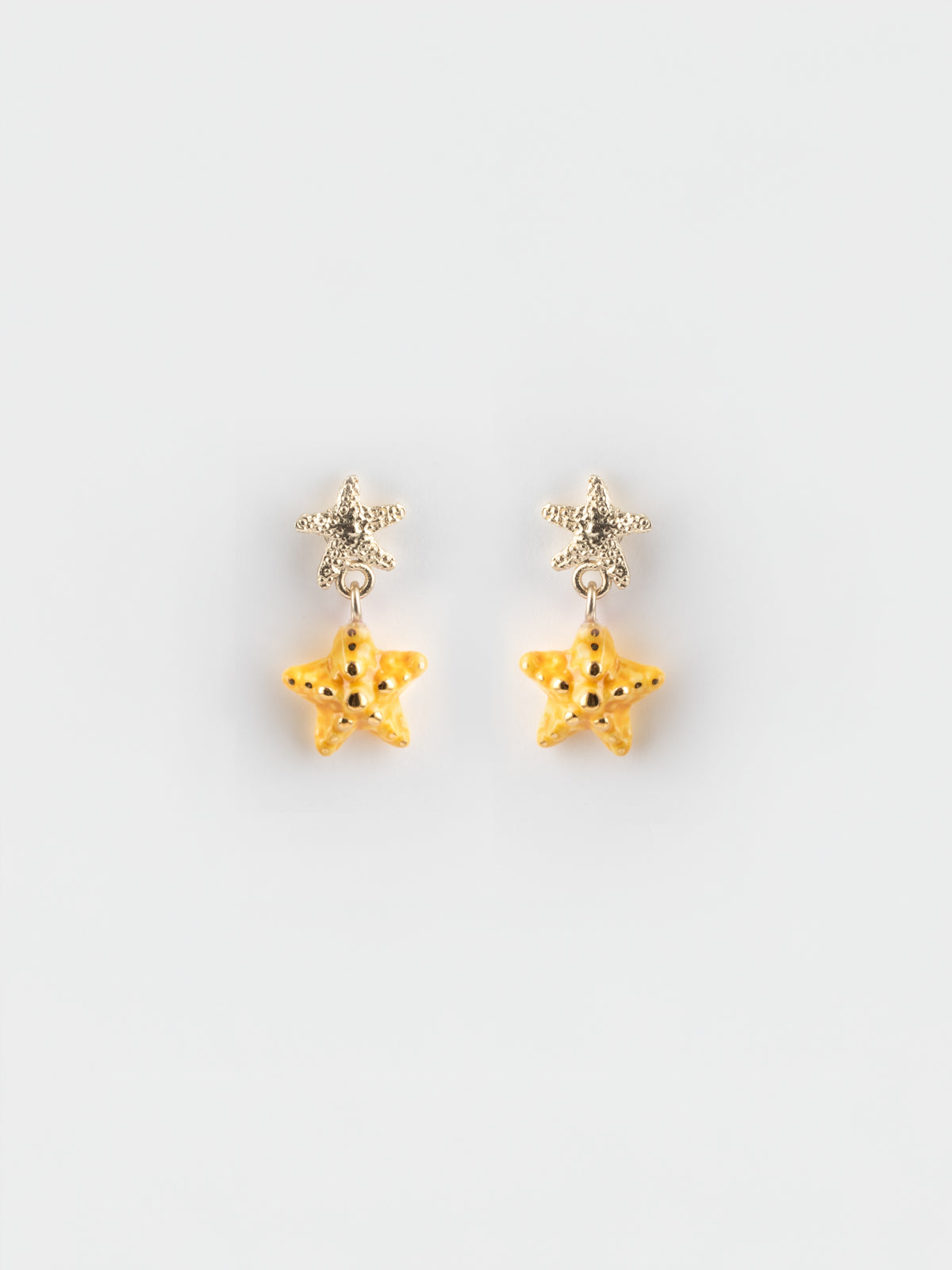 Orecchini pendenti a forma di stella marina gialla