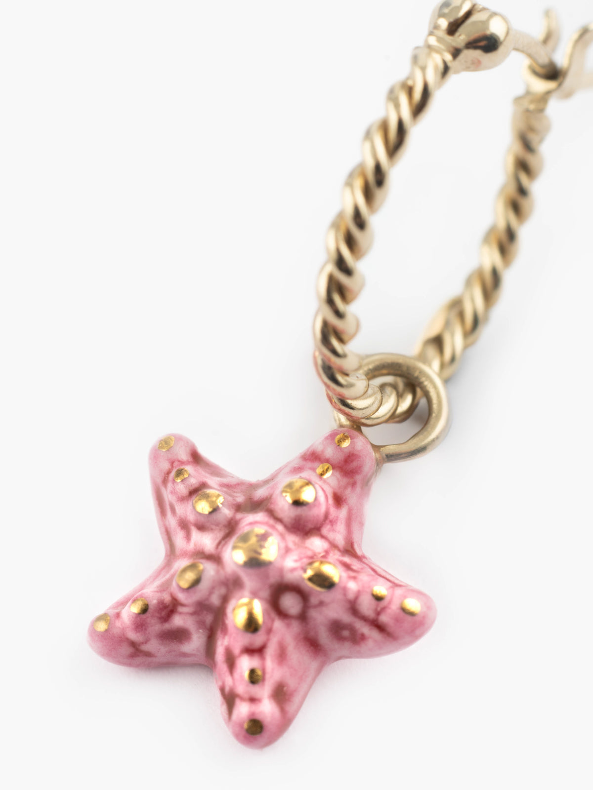 Mini orecchini a cerchio a forma di stella marina rosa - Venduti singolarmente