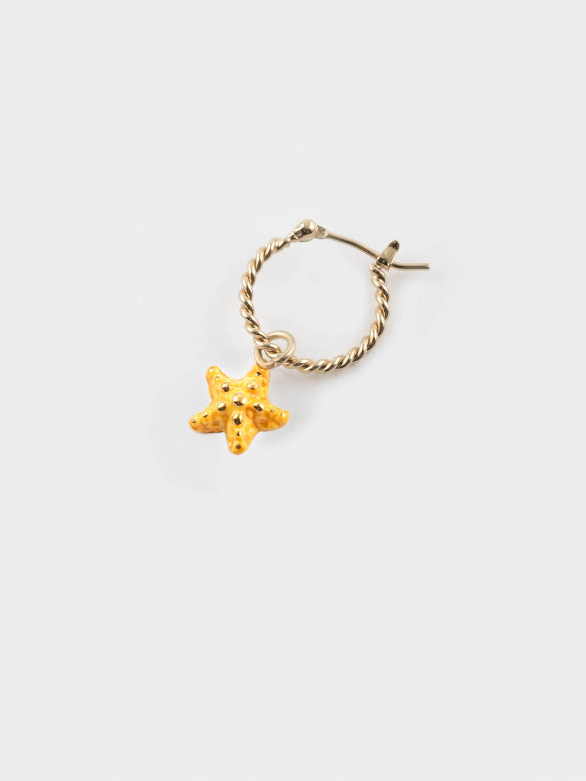 Mini orecchini a cerchio a forma di stella marina gialla - Venduti singolarmente