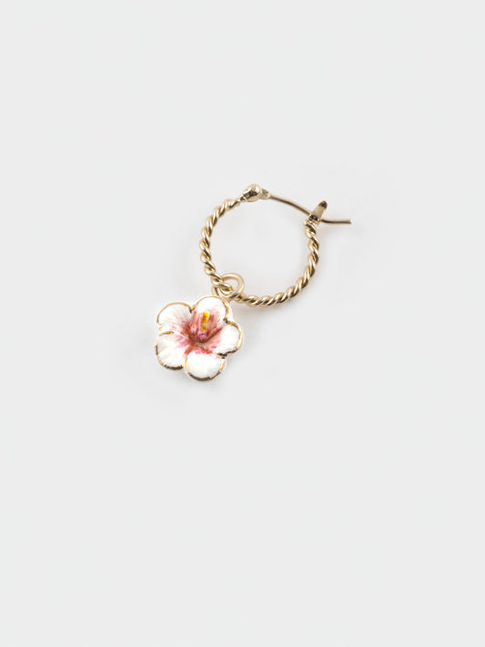 Mini orecchini a cerchio con ibisco - Venduti singolarmente