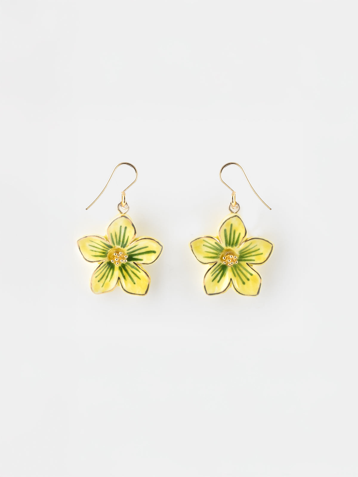 Boucles d'oreilles pendantes fleur jaune