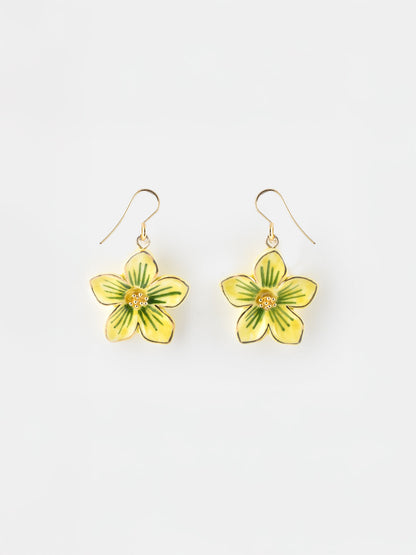 Boucles d'oreilles pendantes fleur jaune