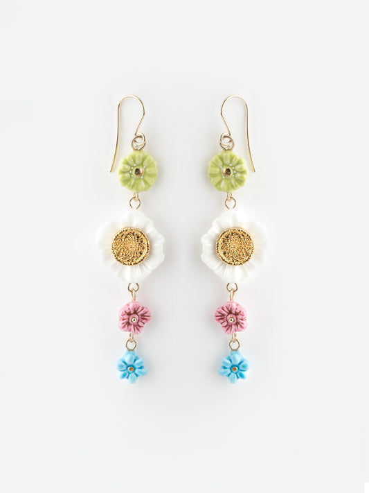 Boucles d'oreilles pendantes à fleurs