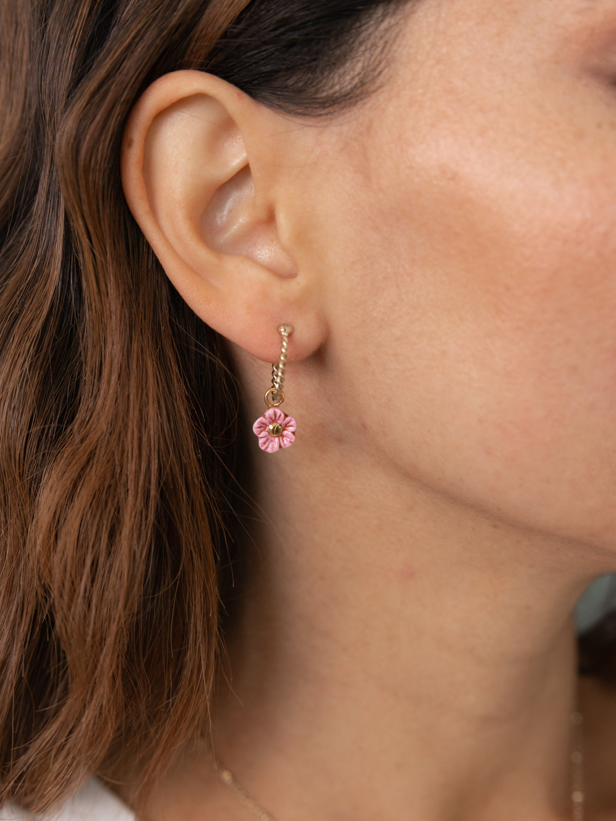 Mini créole fleur rose