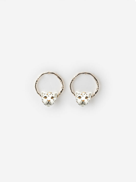 Boucles d'oreilles rondes léopard blanc