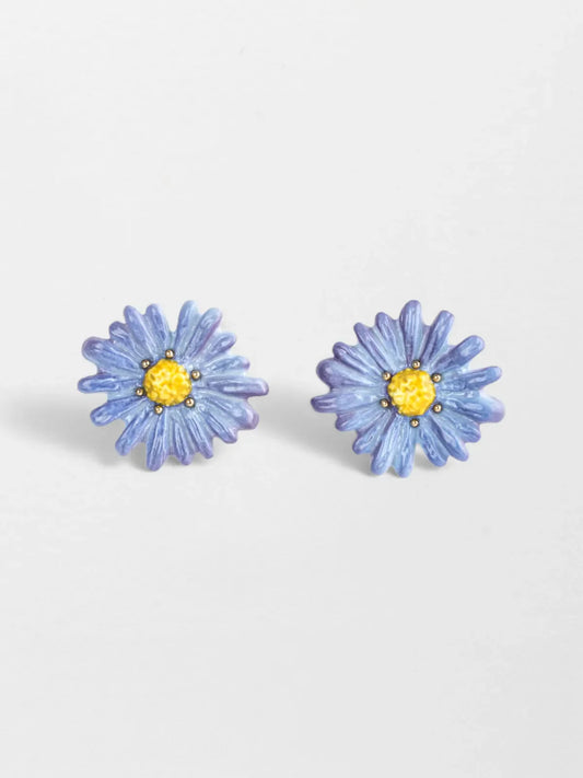 Boucles d'oreilles puces -  anémone bleue