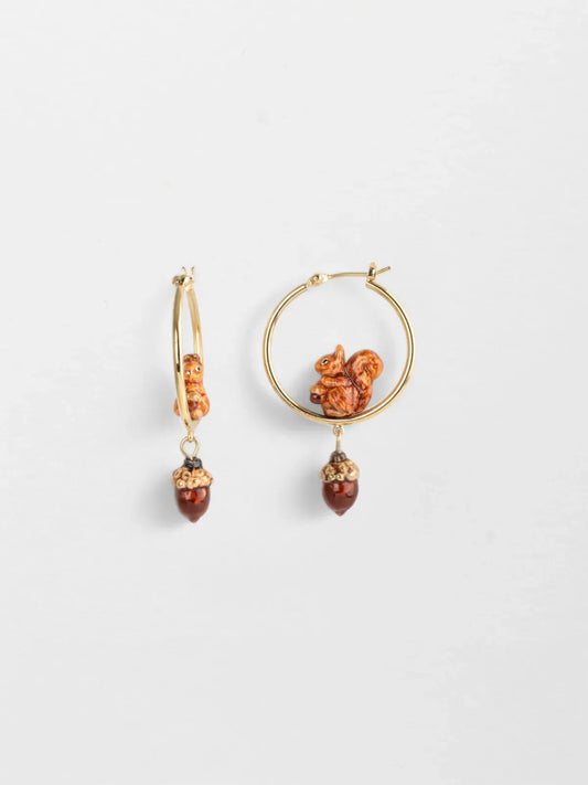 Petites créoles rondes écureuil et gland