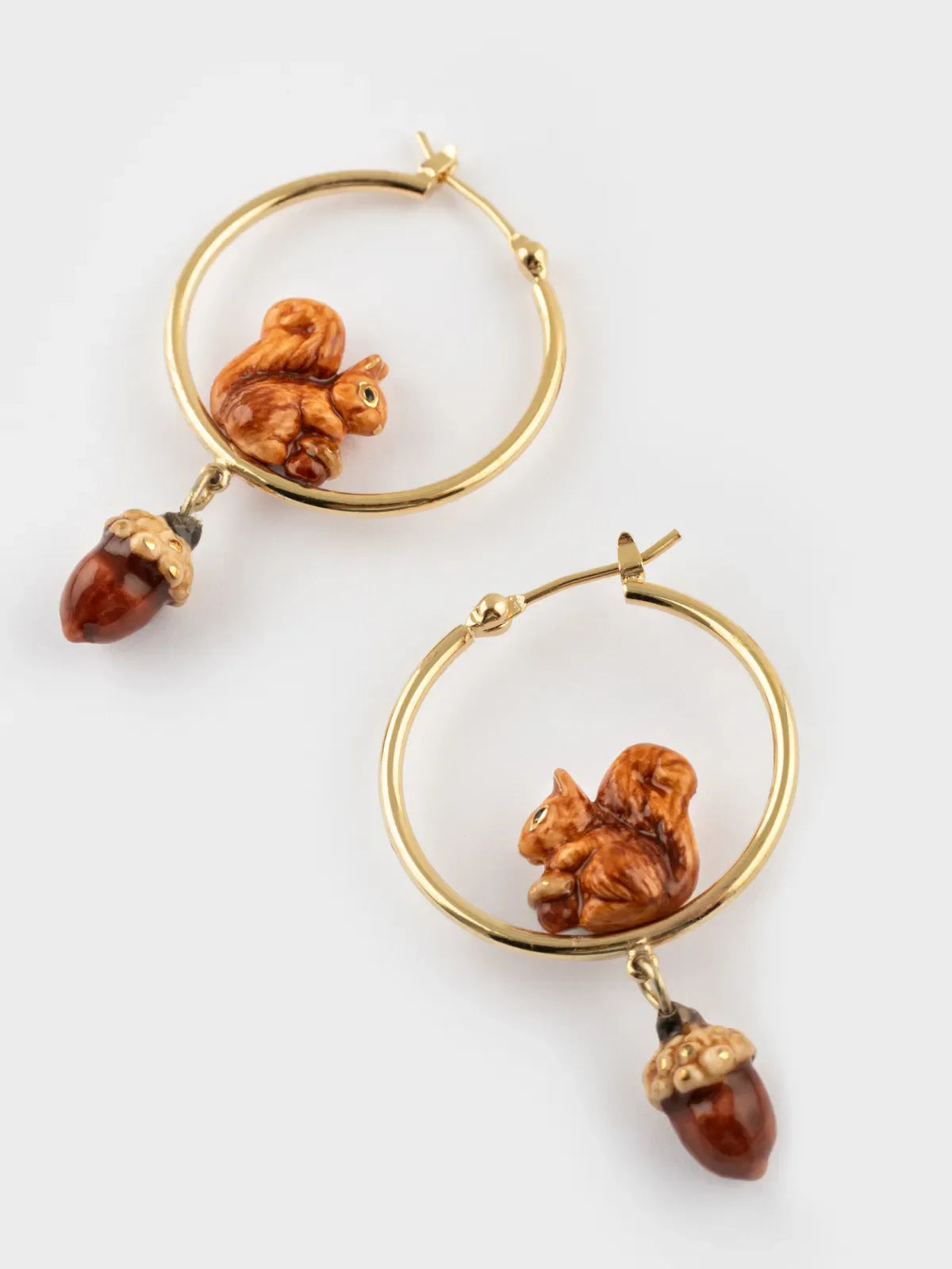 Petites créoles rondes écureuil et gland