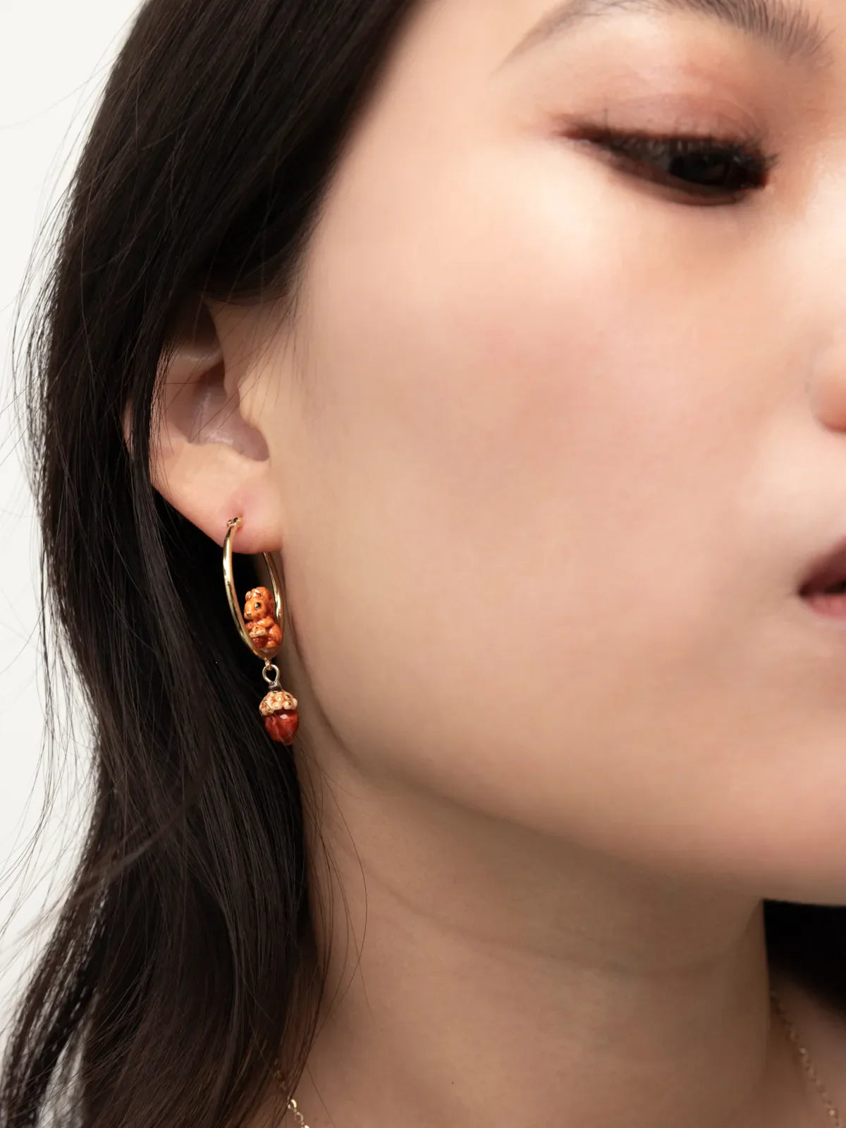 Petites créoles rondes écureuil et gland