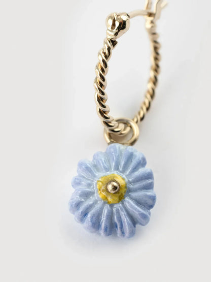 Mini créole fleur anémone blue - Vendue à l'unité