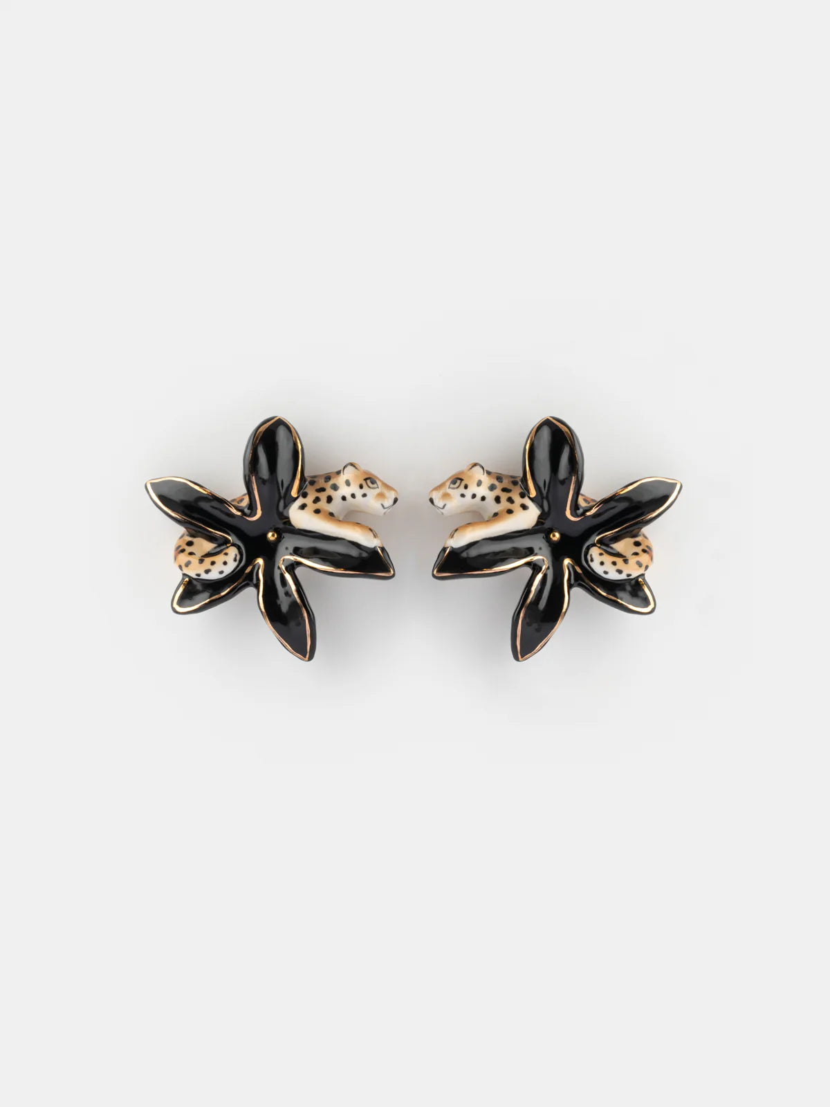 Leopard and Erine flower ear studs