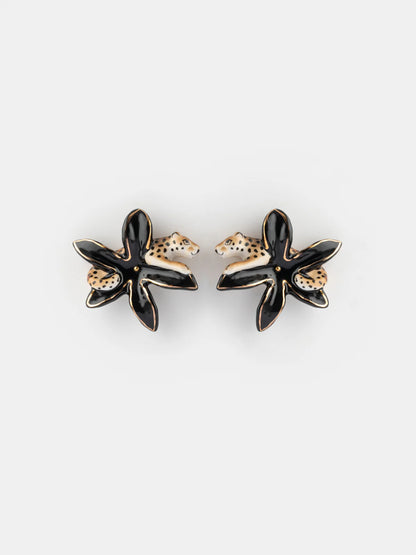 Leopard and Erine flower ear studs