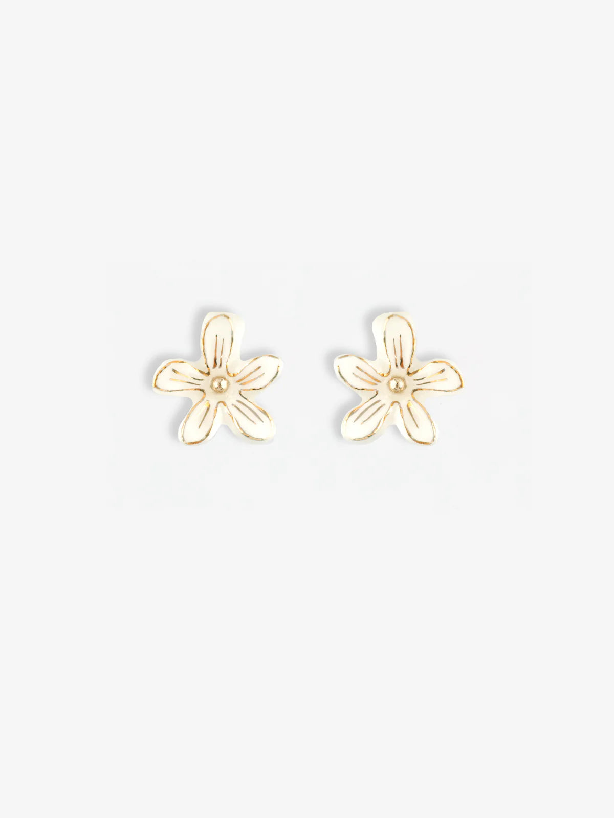 Boucles d'oreilles puces -  fleur d'Erine blanche