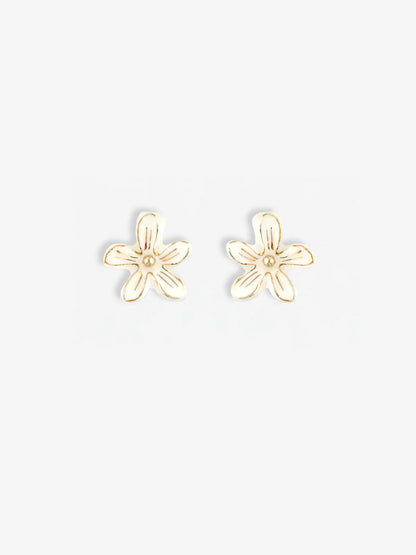 Boucles d'oreilles puces -  fleur d'Erine blanche