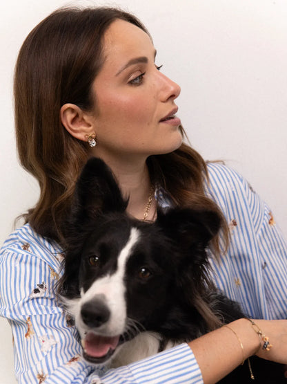 Boucles d'oreilles puces -  chat tabby et nœud