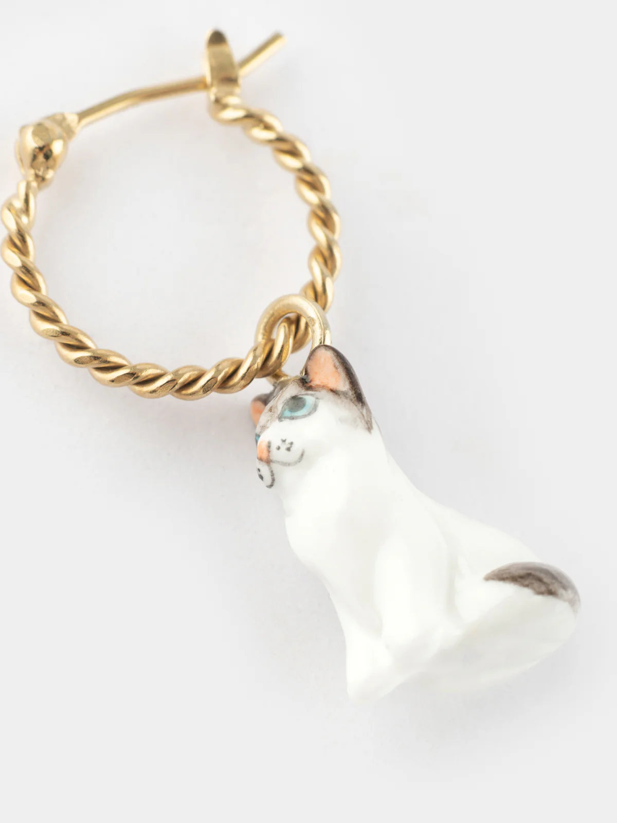 Mini Ragdoll cat hoop earring - Sold individually