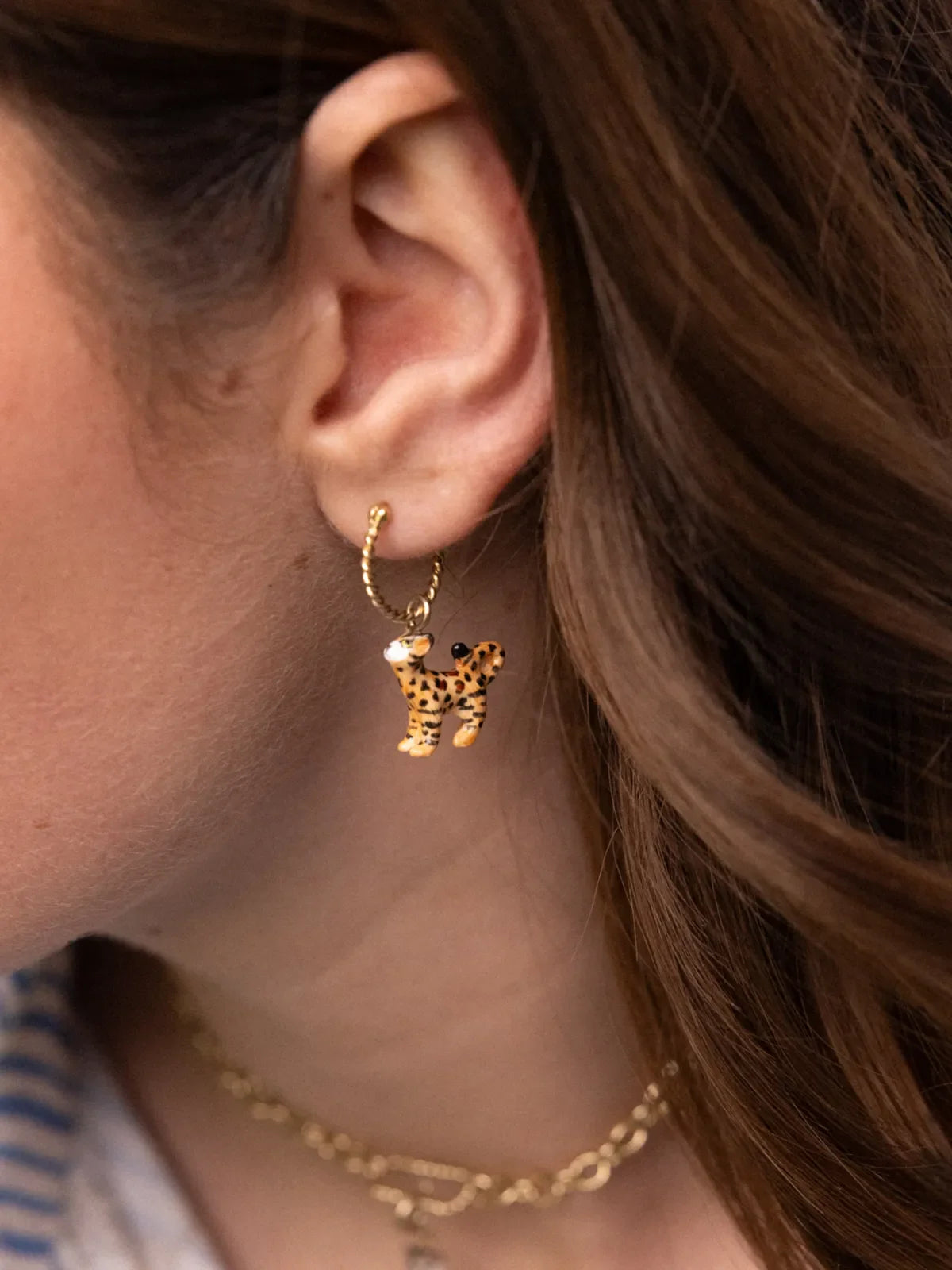 Mini Bengal cat hoop earring - Sold individually