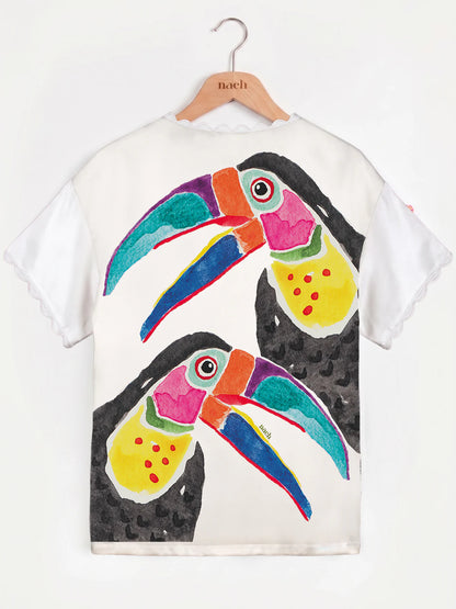 T-shirt Toucans Empiècement Soie