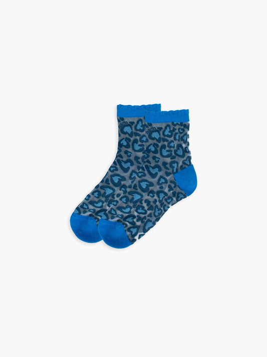 Blue Leopard Socks - Cosmic