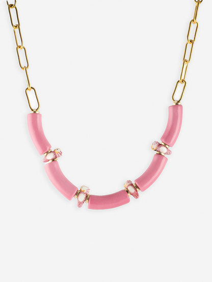 Collier cacatoès et perles roses