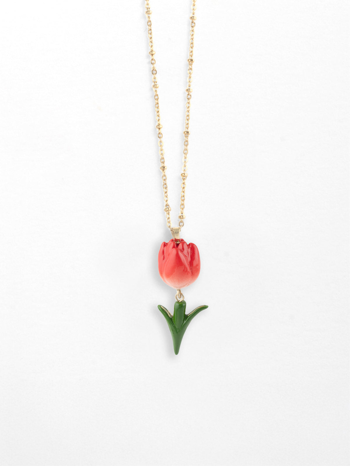 Long collier Tulipe rouge