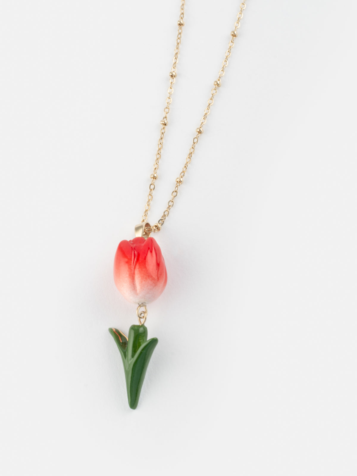 Long collier Tulipe rouge