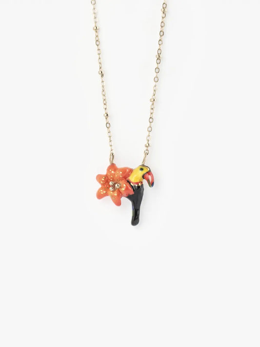 Collana con giglio tigrato e tucano
