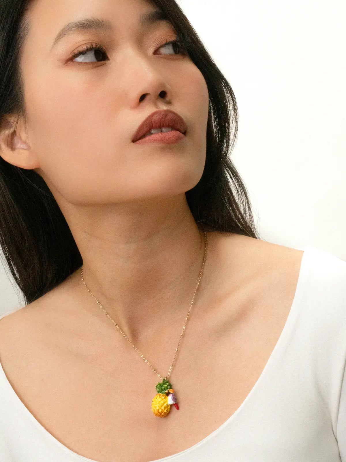 Gould pineapple and diamond bird necklace