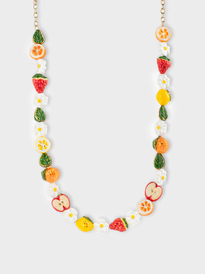 Collier perles fruits et fleurs