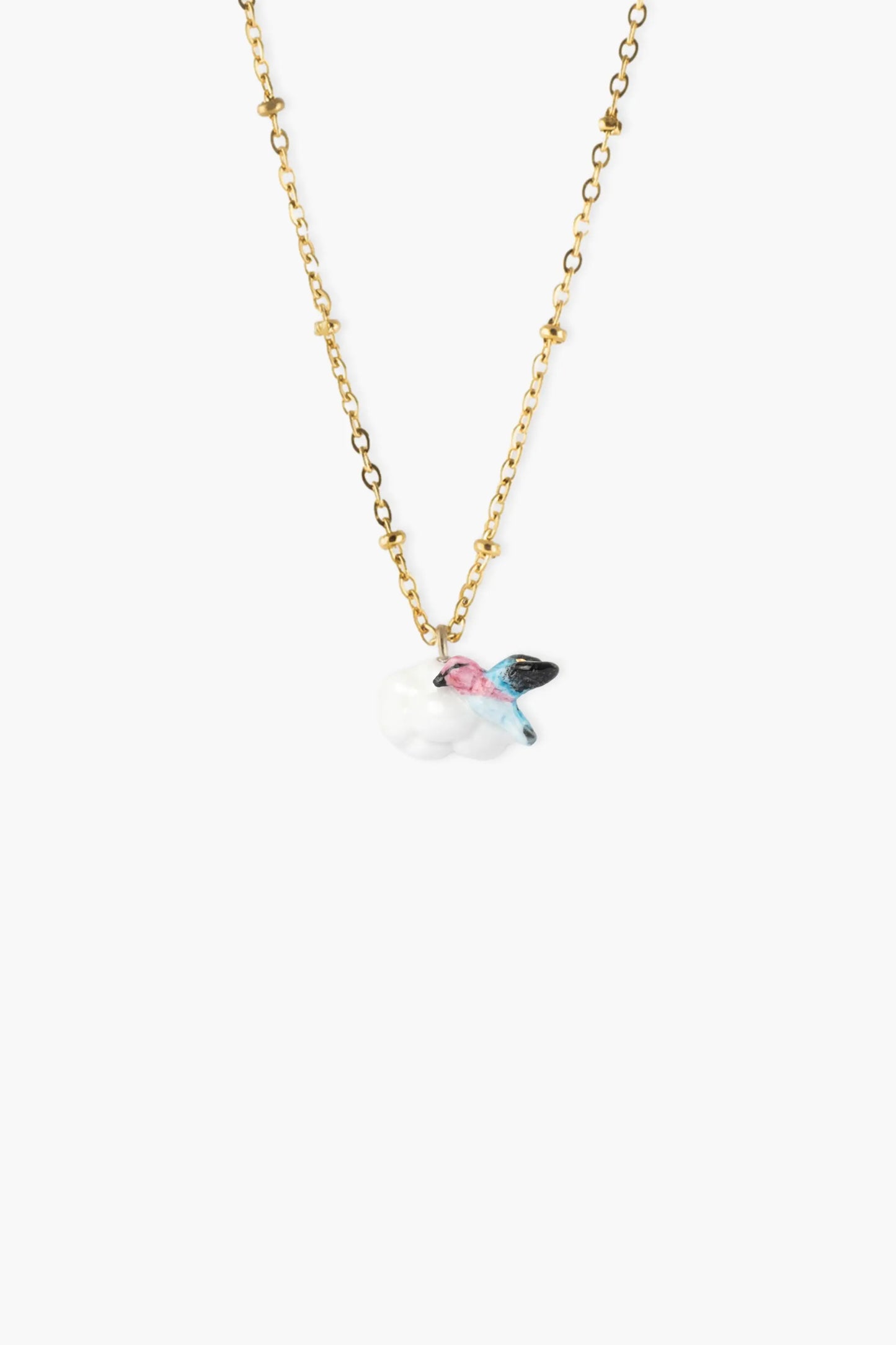 Hummingbird and cloud necklace