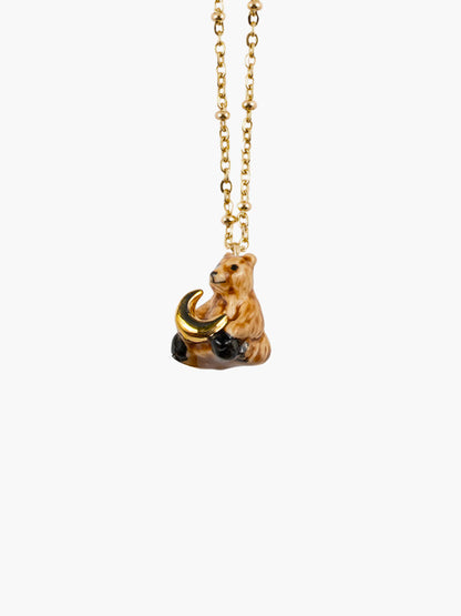 Bear and moon necklace