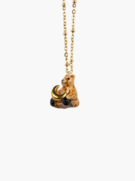 Bear and moon necklace