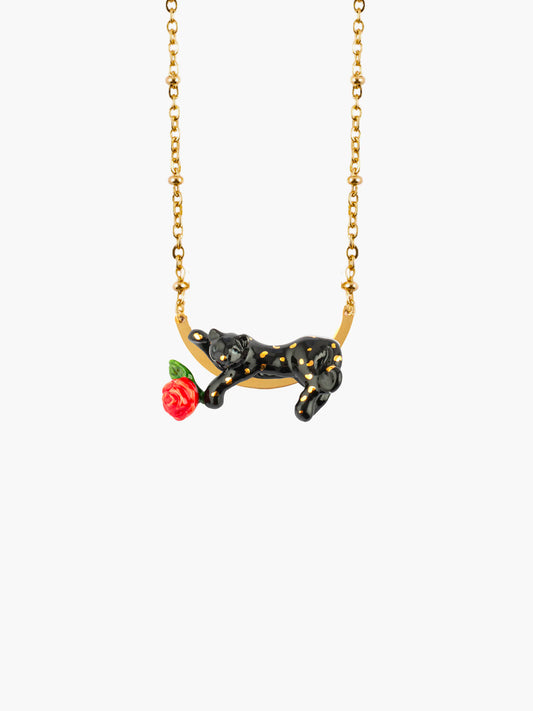 Collier panthère noire et rose - 15 ans