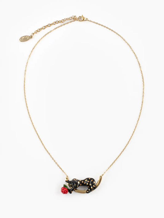 Collier panthère noire et rose - 15 ans