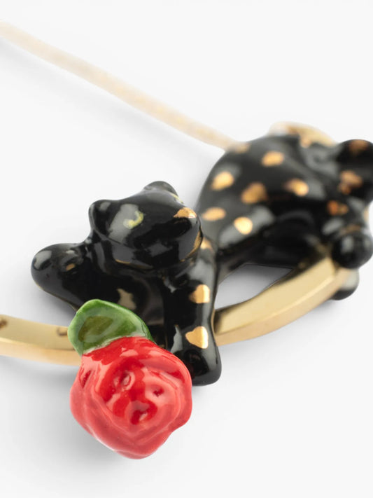 Collier panthère noire et rose - 15 ans