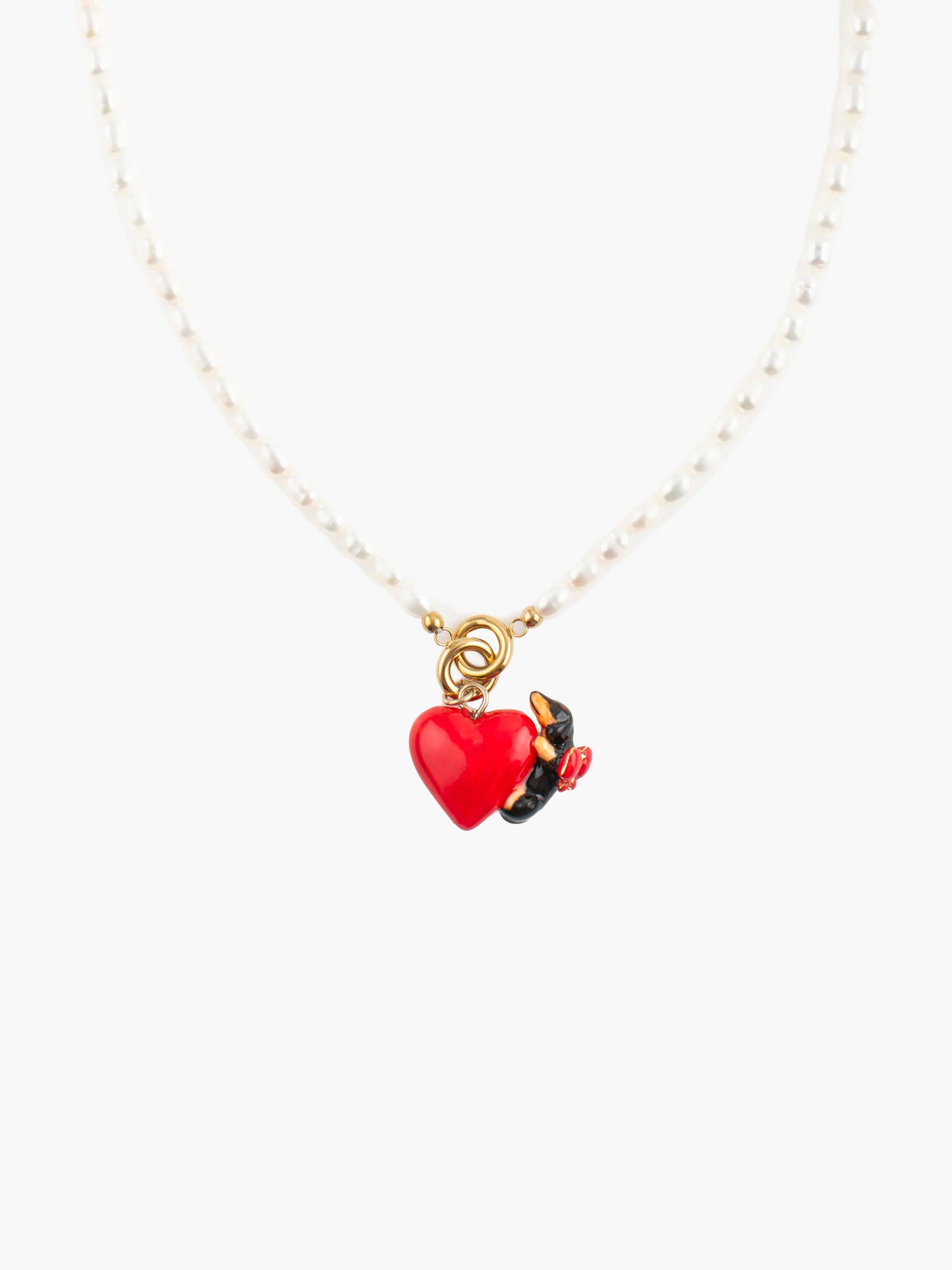 Dachshund dog collar with heart and pearls - 15 years