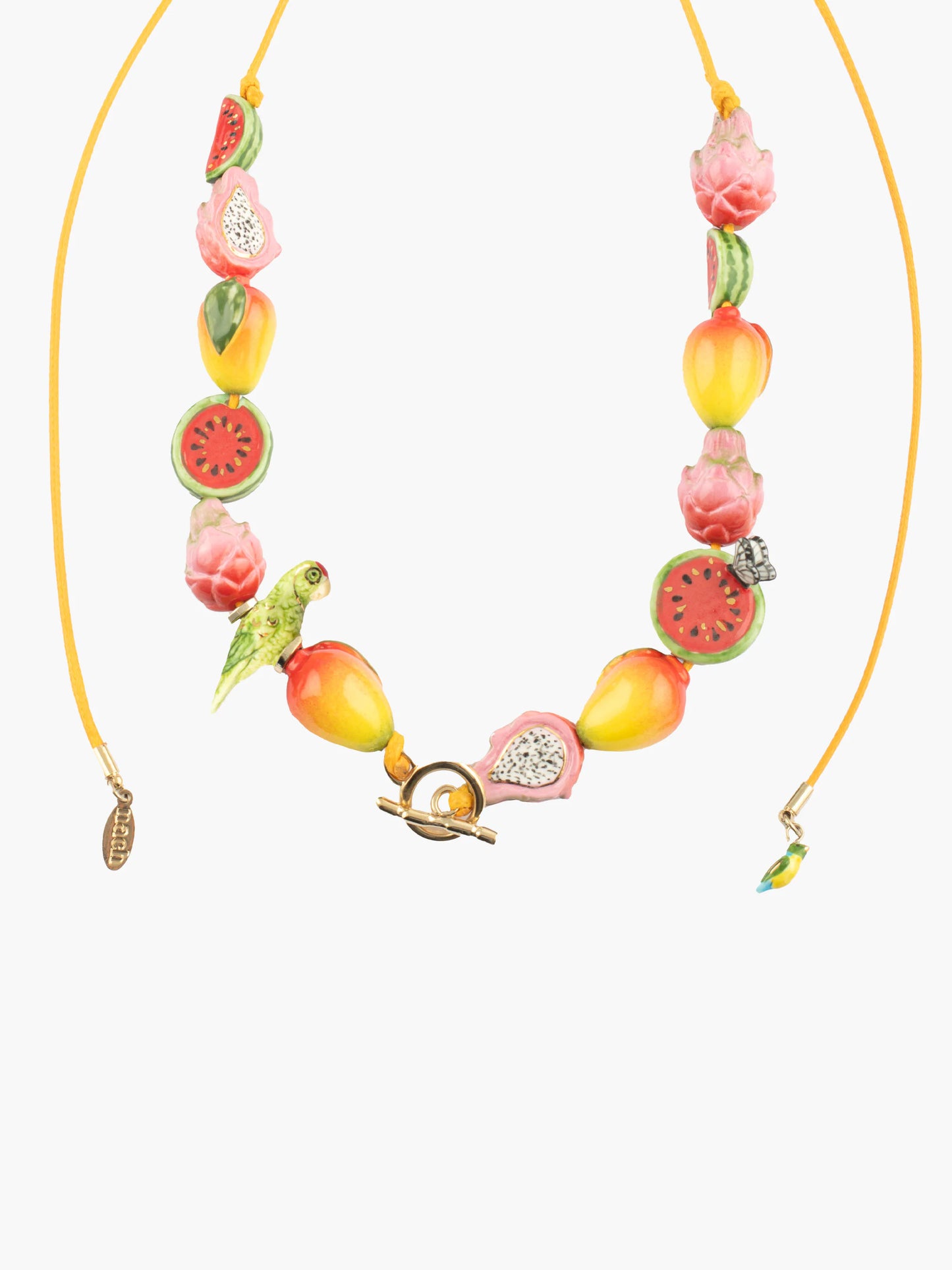 Collier fruits tropicaux et perroquet