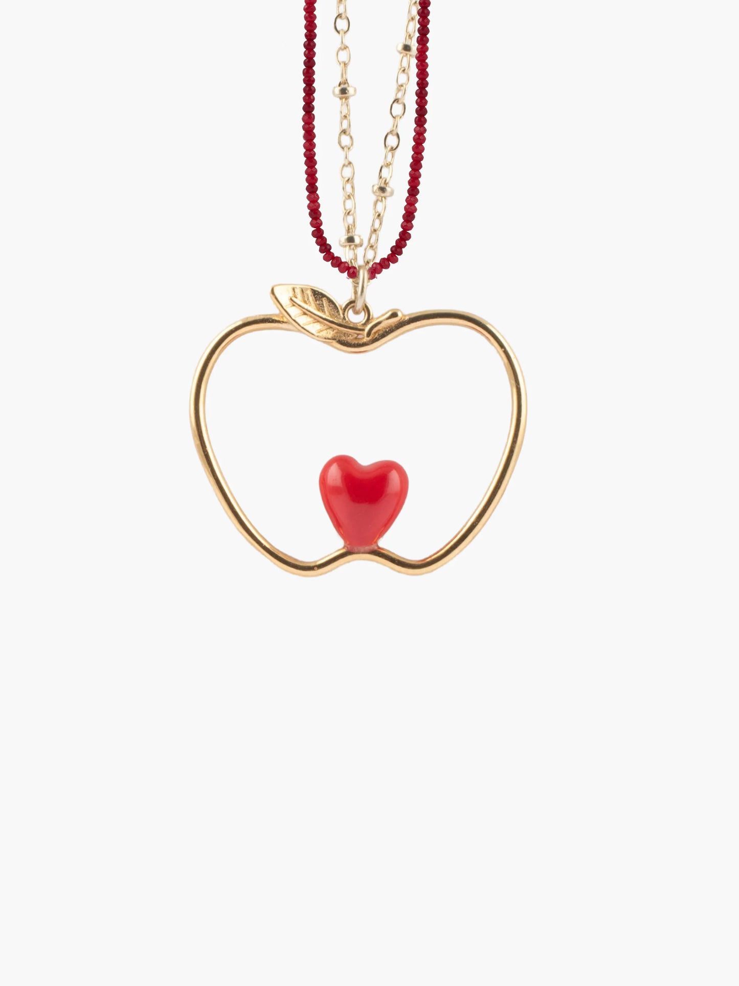 Collier pomme ciselée et coeur