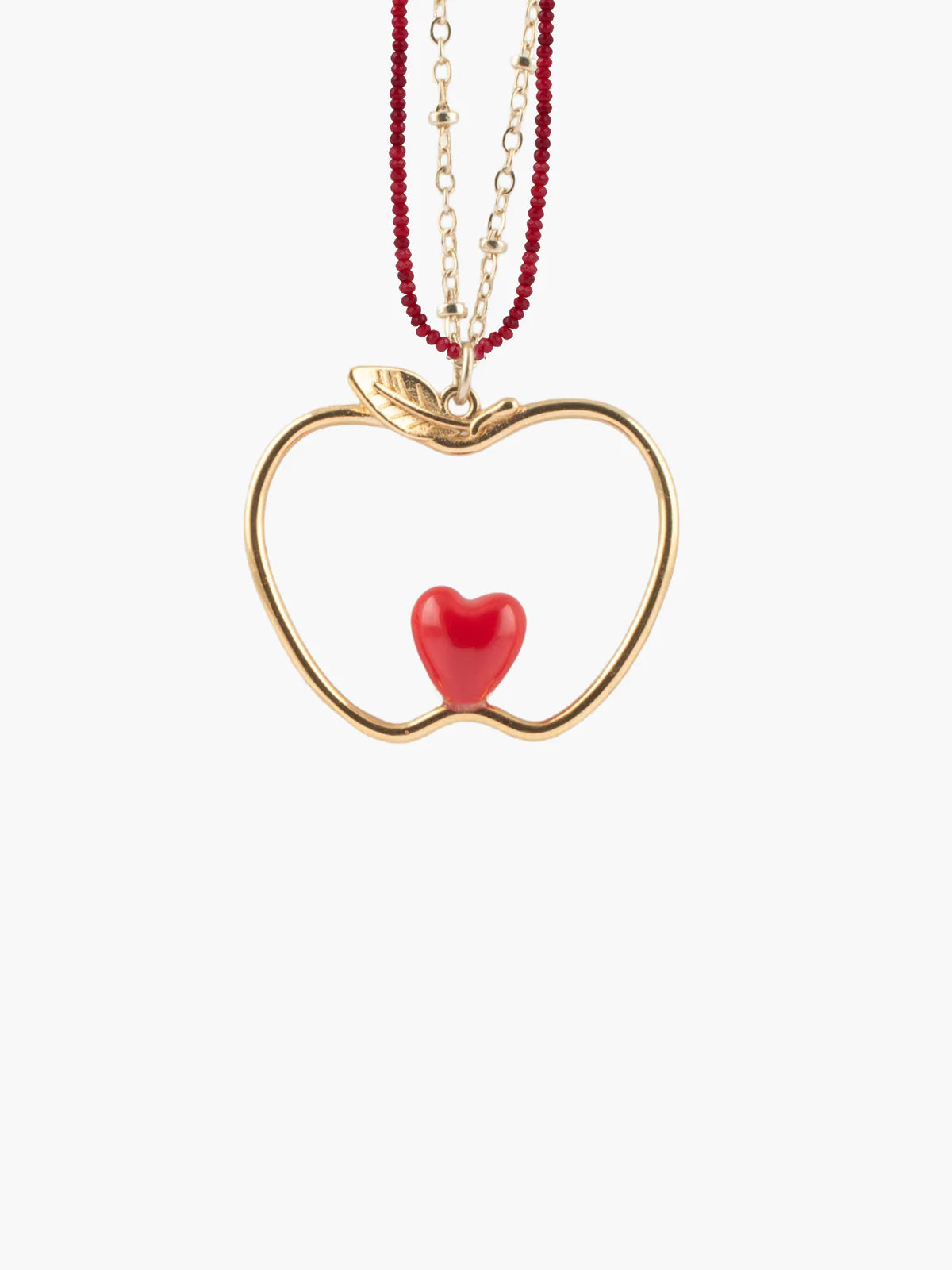 Chiseled Apple and Heart Necklace