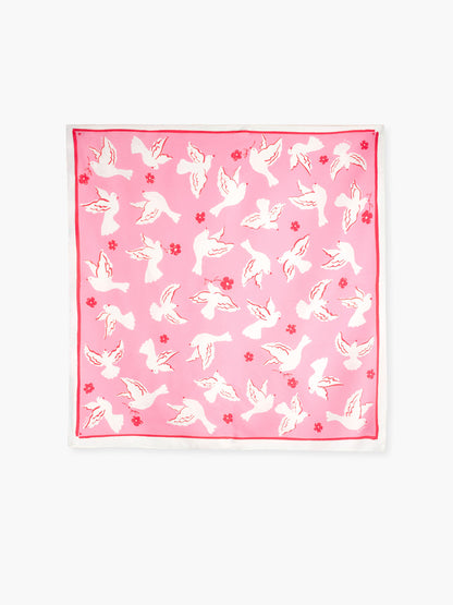 Silk scarf with doves - Pink October