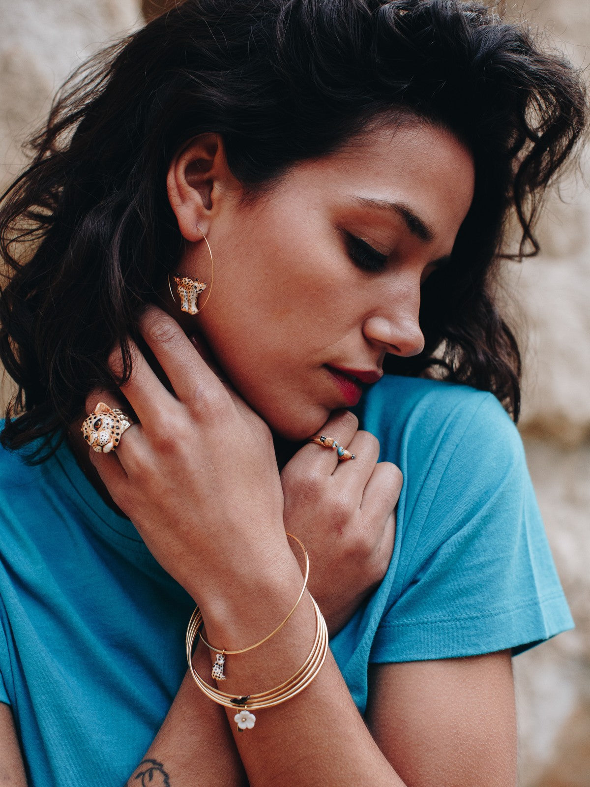 bague animal leopard porcelaine peint à la main