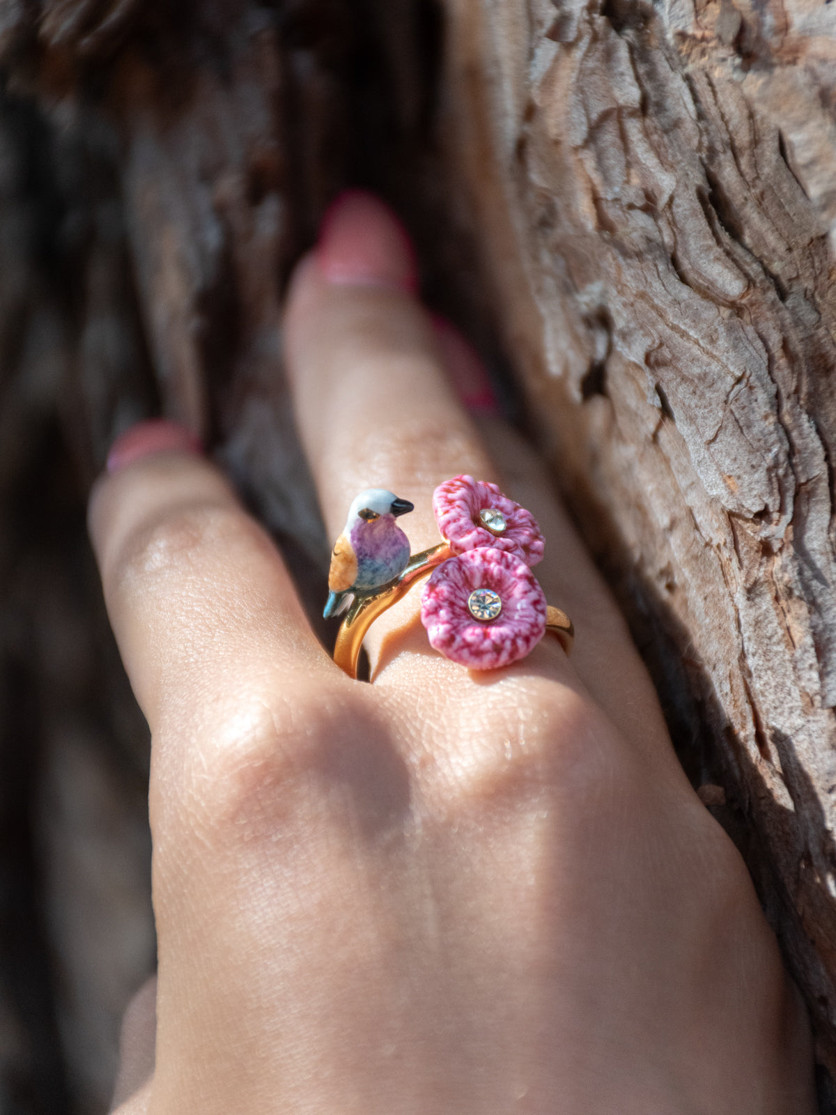 Bague oiseau et chardons