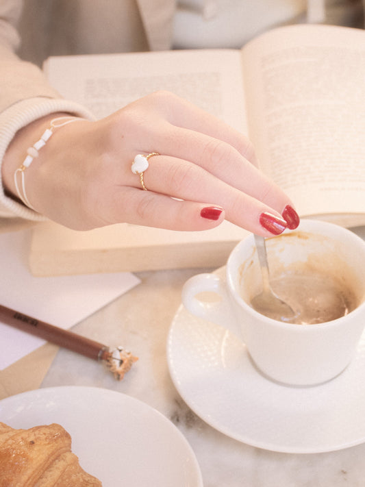 bijou bague torsadée coeur porcelaine peinte à la main