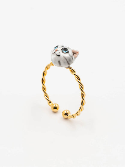 Bague torsadée chat tabby