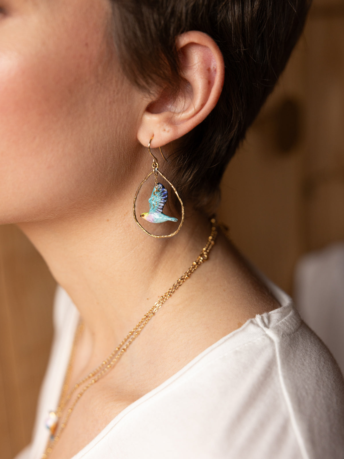 Boucles d'oreilles oiseau volant